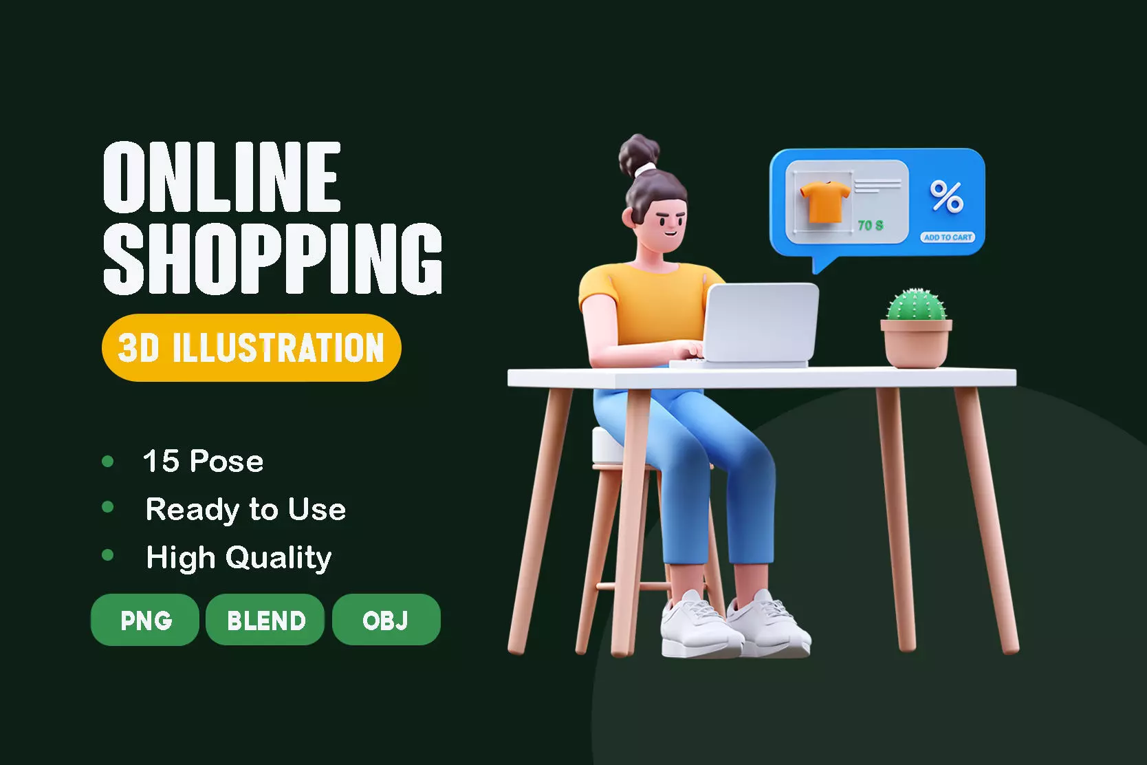 Online Shopping 3D Character Illustration Pack 3D model