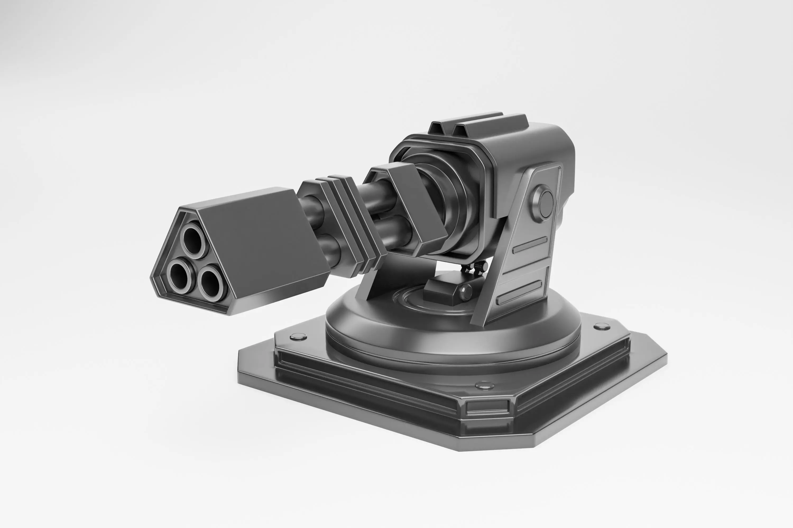 Scifi turret Low-poly 3D model_0