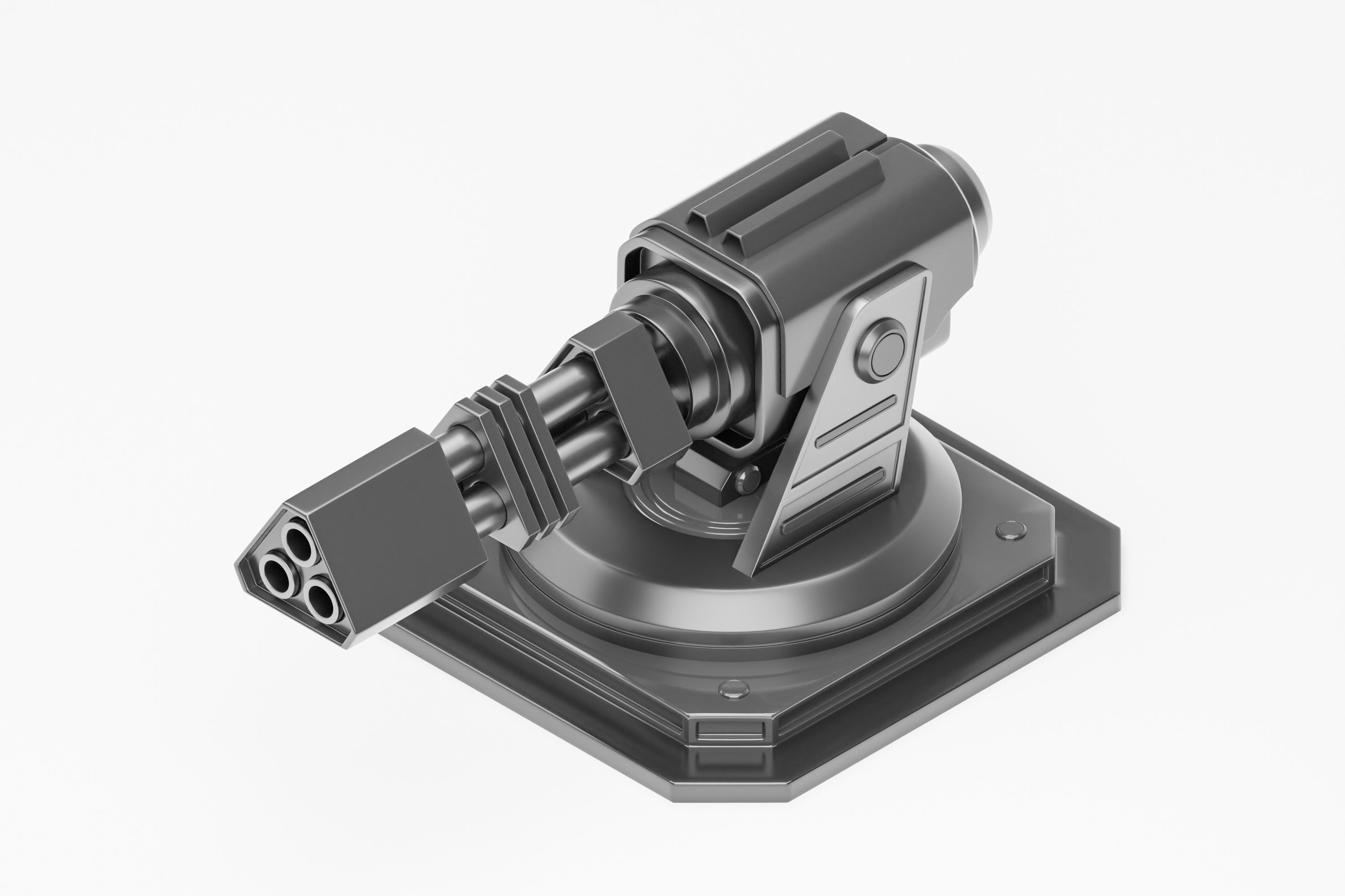 Scifi turret Low-poly 3D model_2