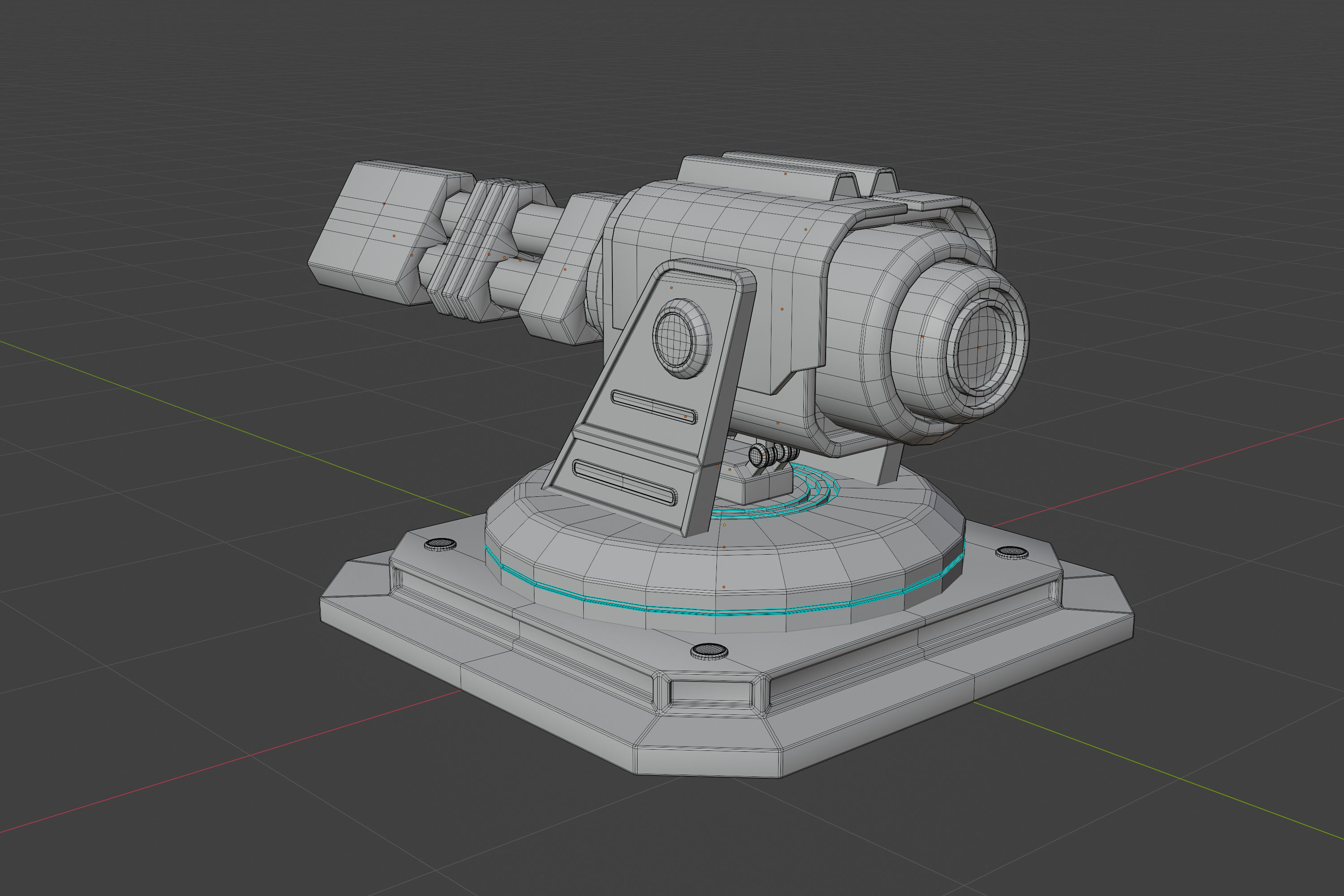 Scifi turret Low-poly 3D model_7