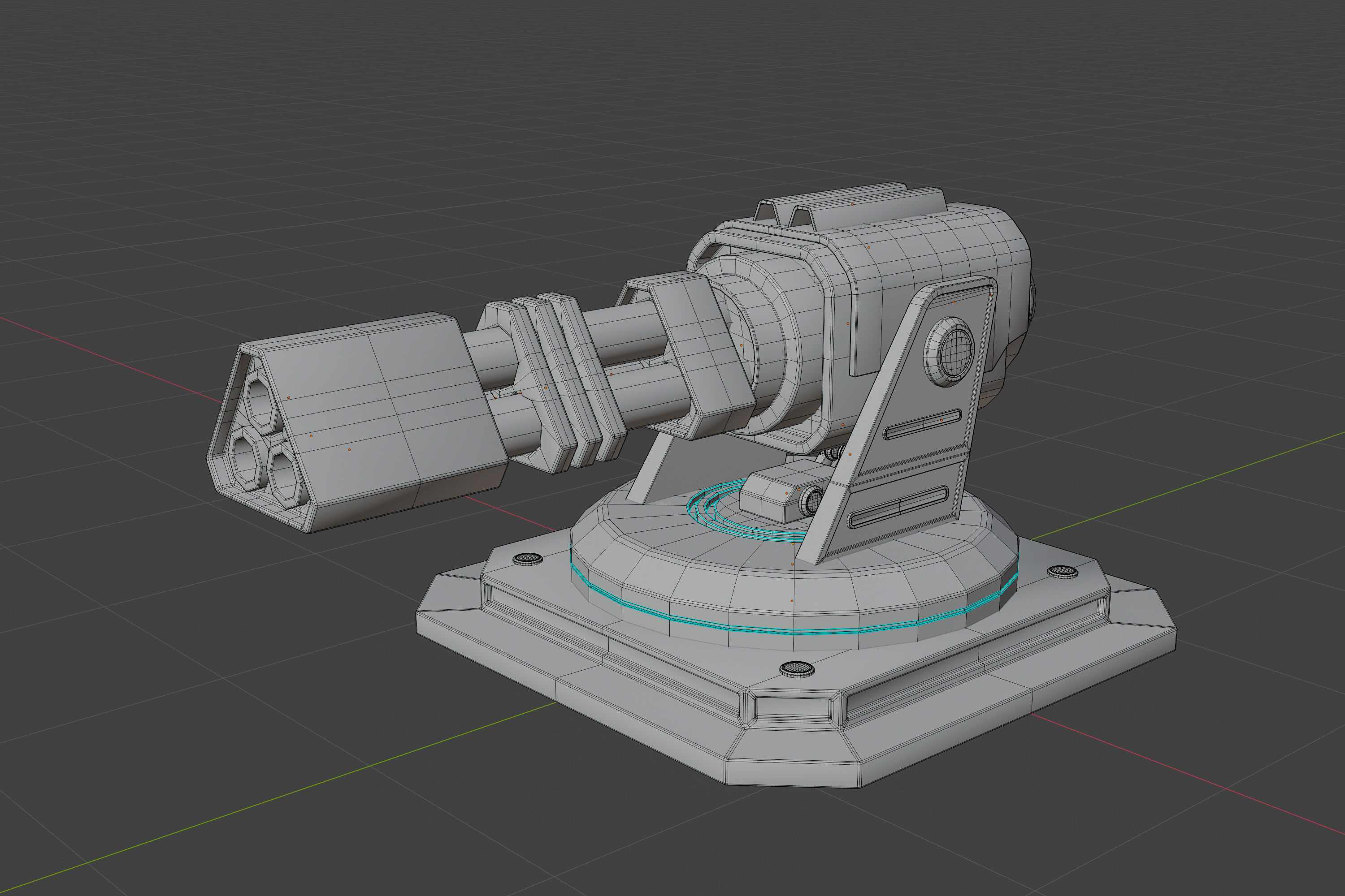 Scifi turret Low-poly 3D model_6