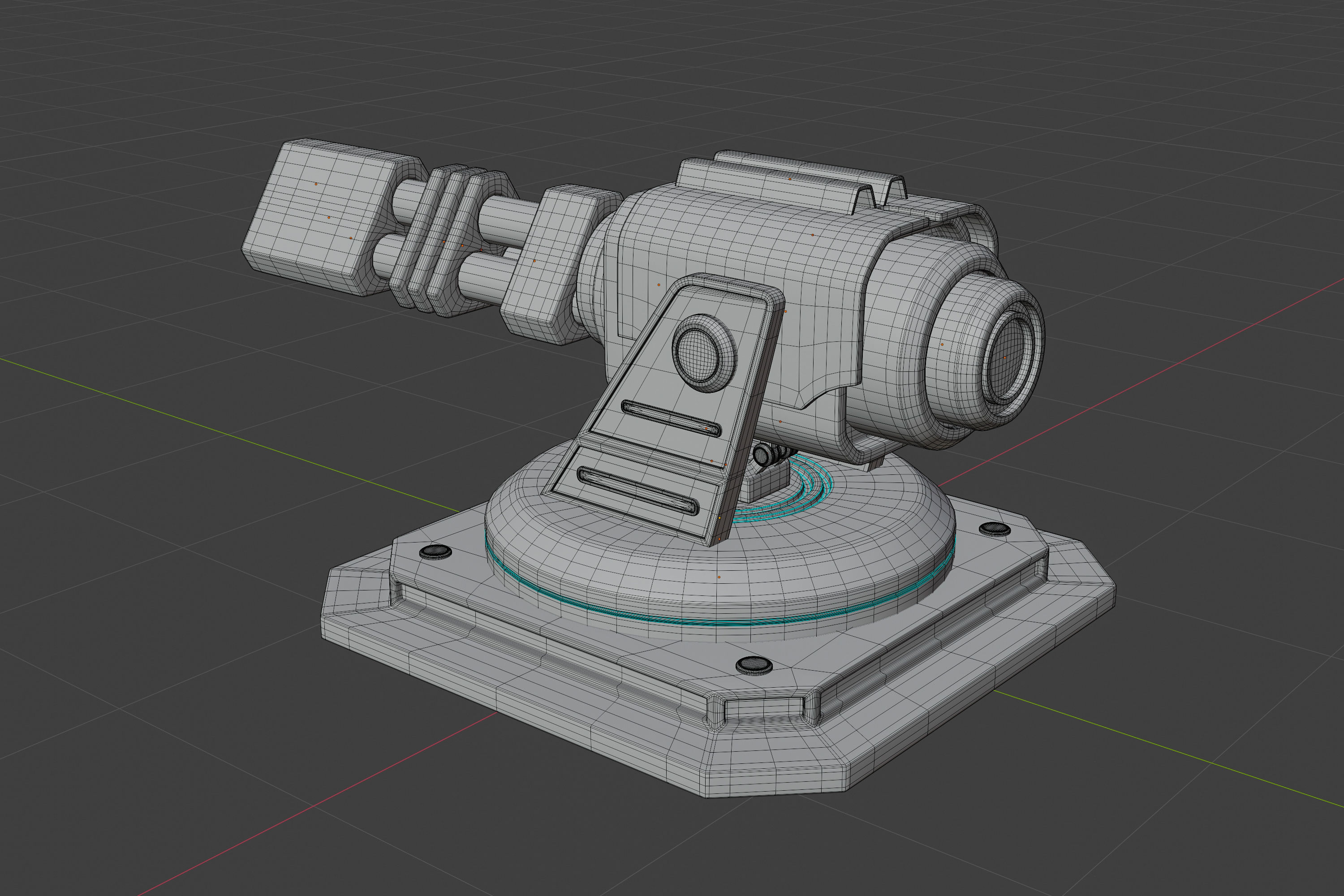 Scifi turret Low-poly 3D model_5