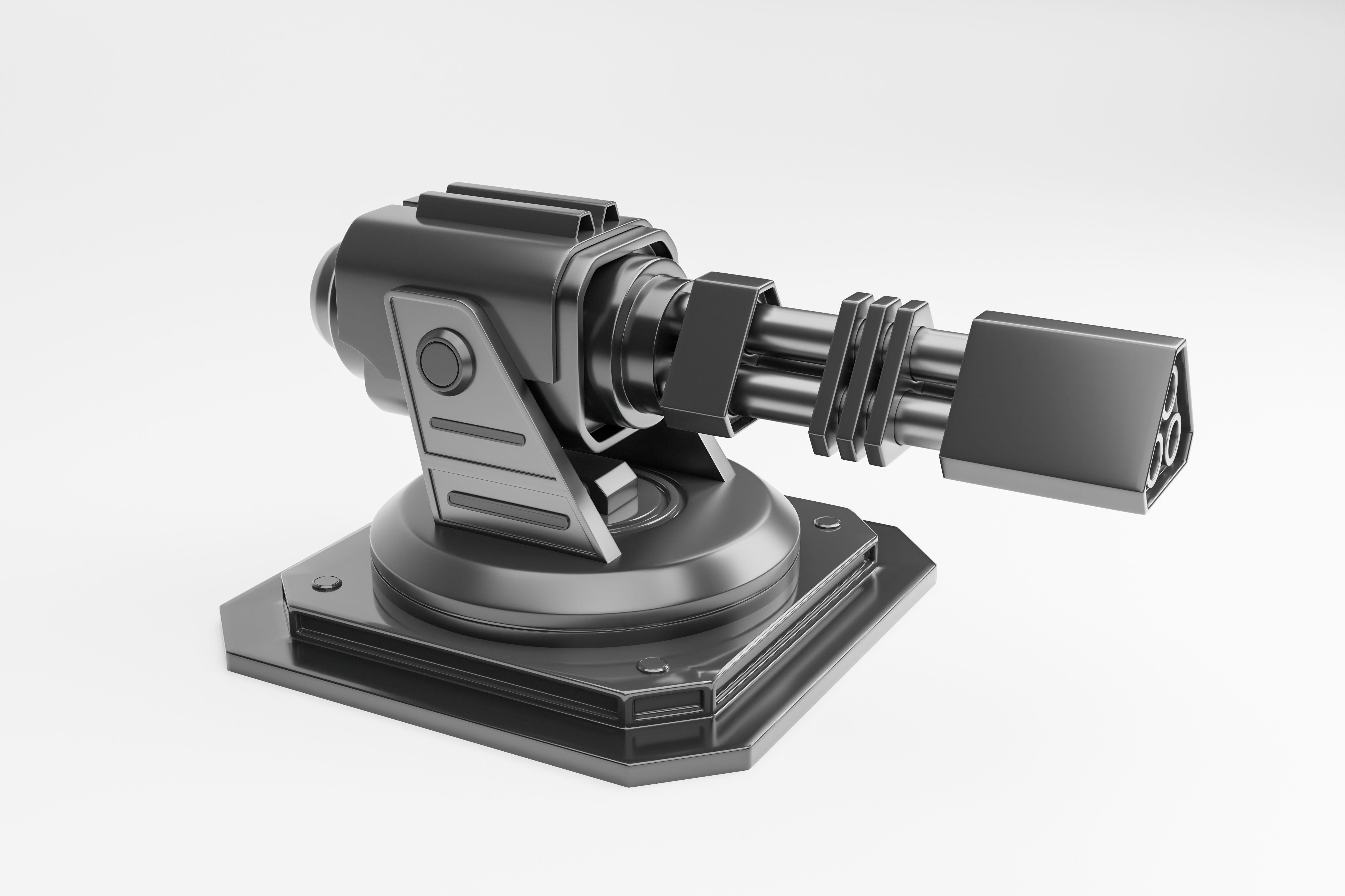 Scifi turret Low-poly 3D model_1