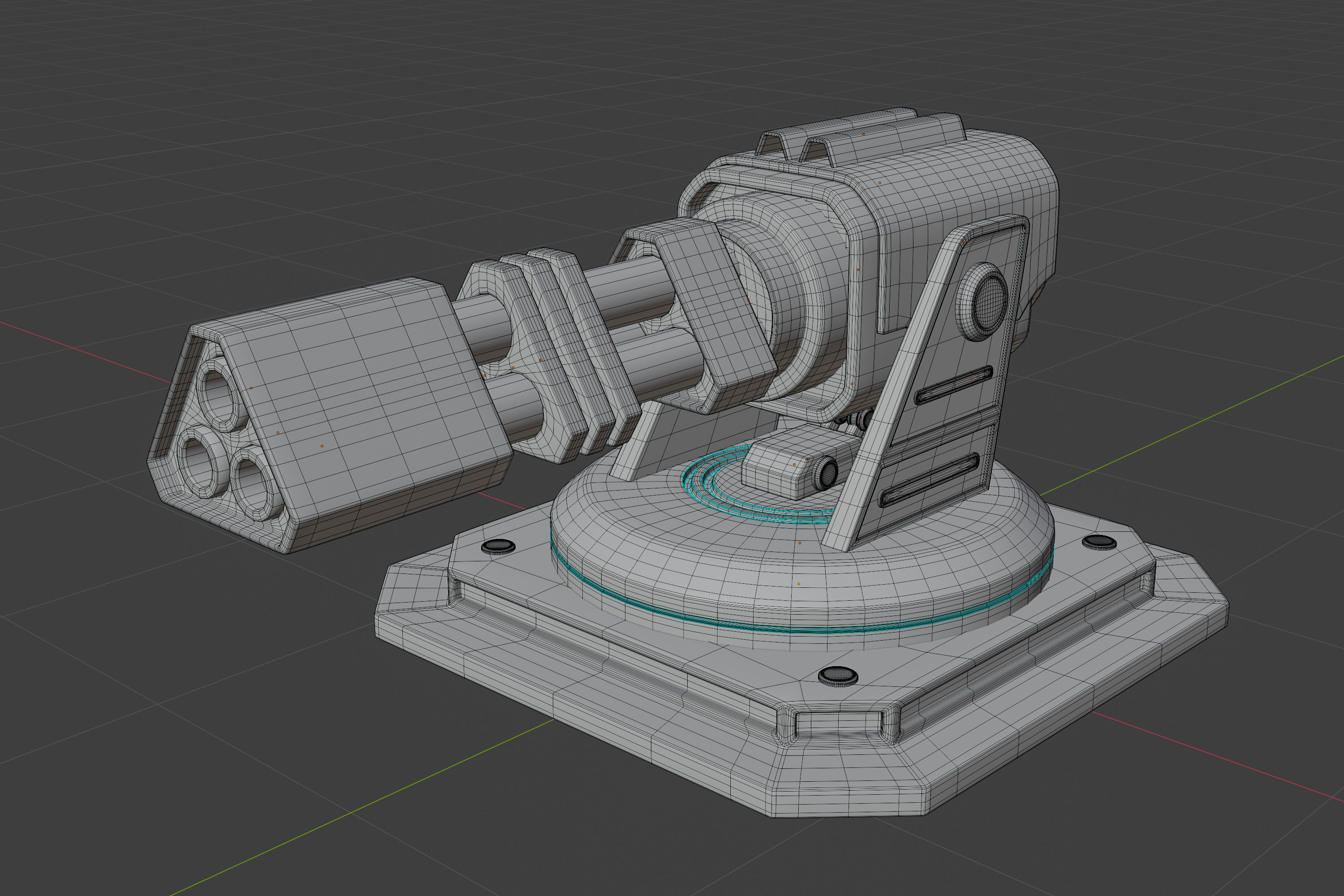 Scifi turret Low-poly 3D model_3