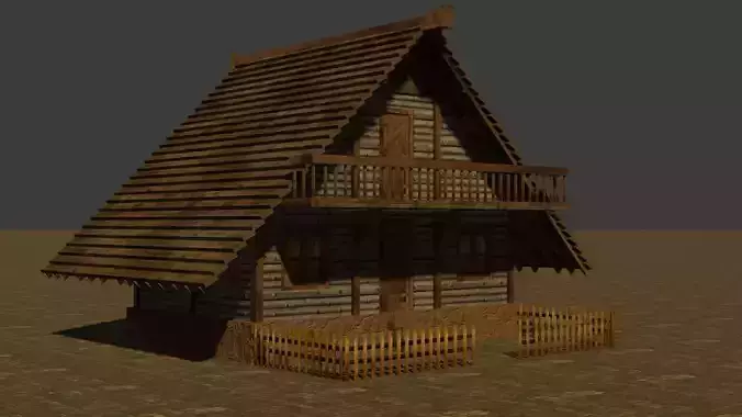 Medieval house six 15 Low-poly 3D model