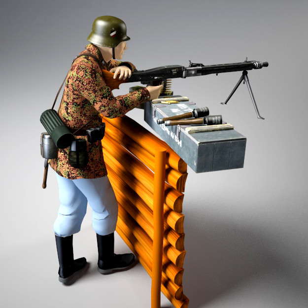 MG-42 machine gun set 3D model_4
