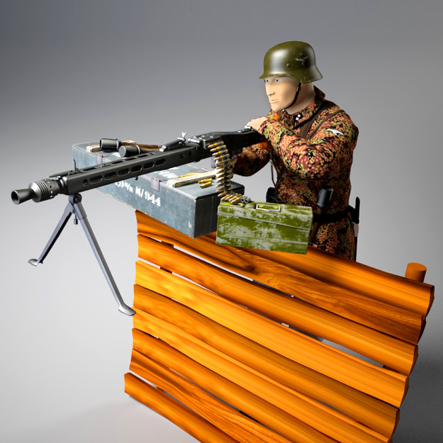 MG-42 machine gun set 3D model_6