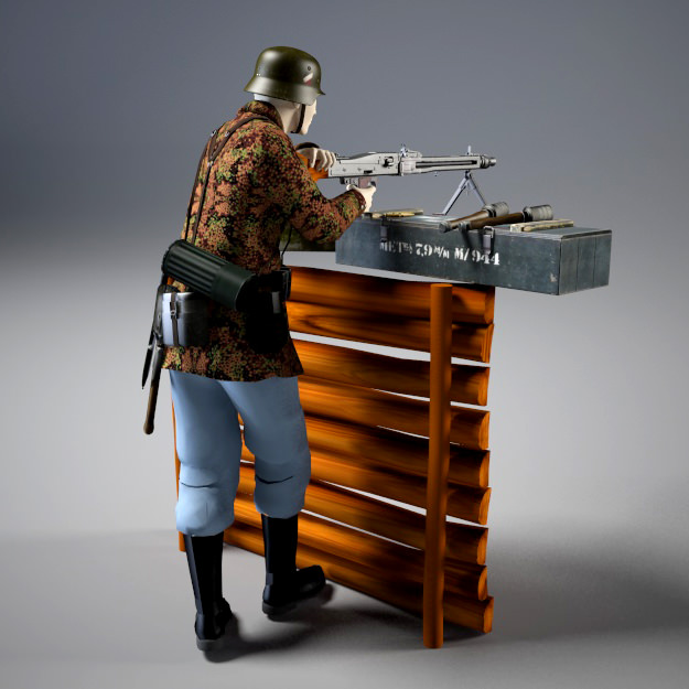 MG-42 machine gun set 3D model_2