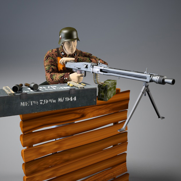 MG-42 machine gun set 3D model_3