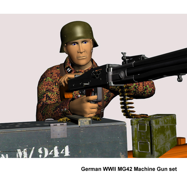 MG-42 machine gun set 3D model_1