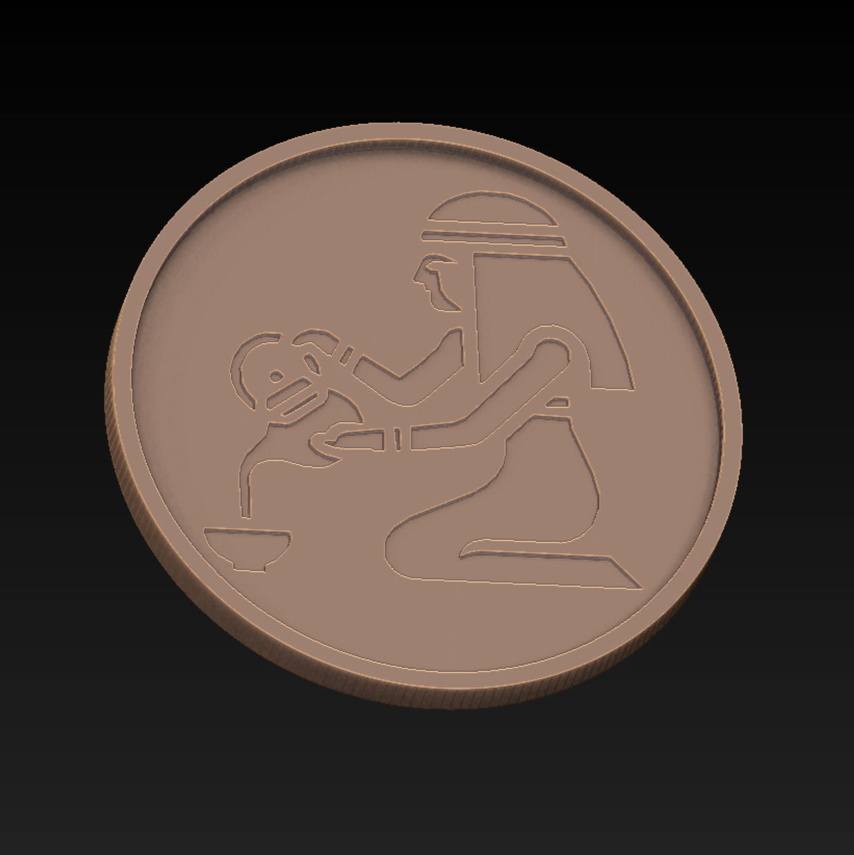 Coaster storage with Ancient Egyptian motifs and 4 coasters  3D print model_7