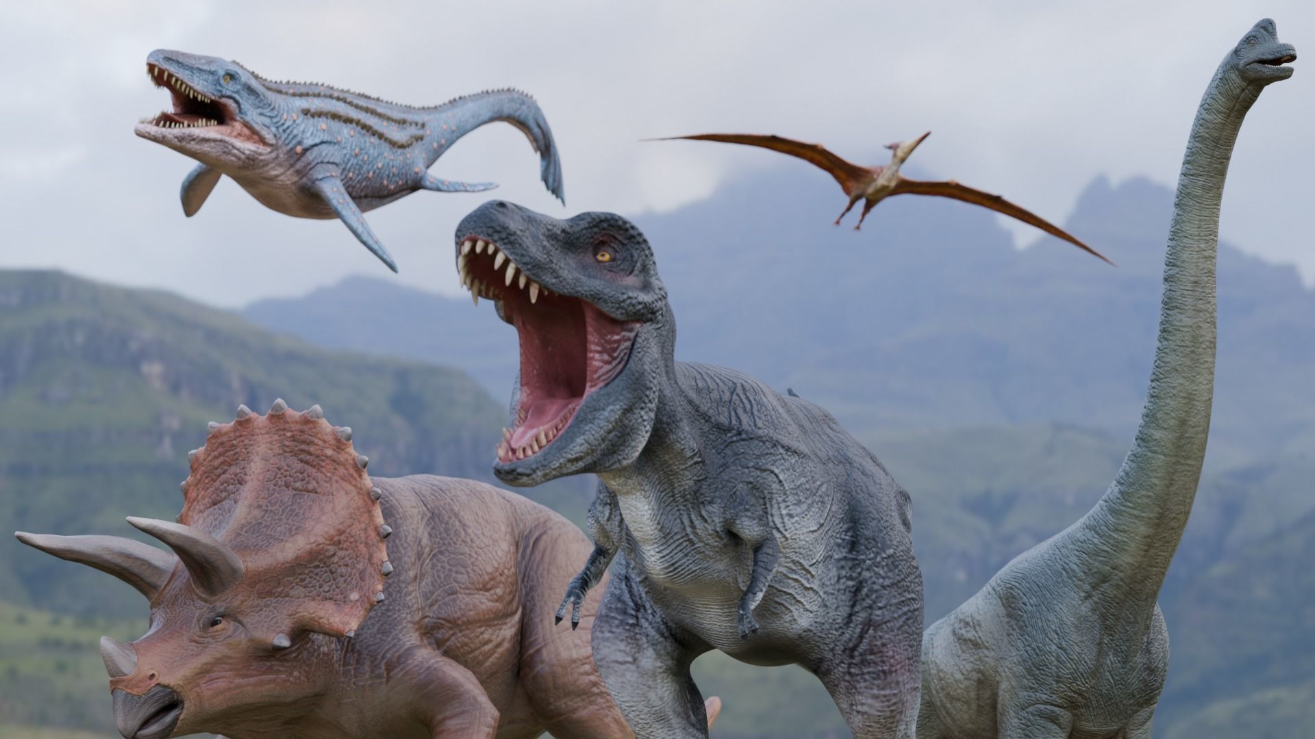 Low poly Realistic - Dinosaur Pack Low-poly 3D model_1