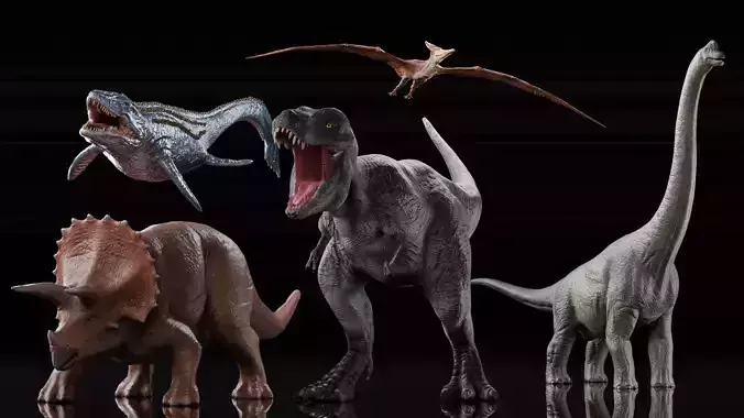 Low poly Realistic - Dinosaur Pack Low-poly 3D model