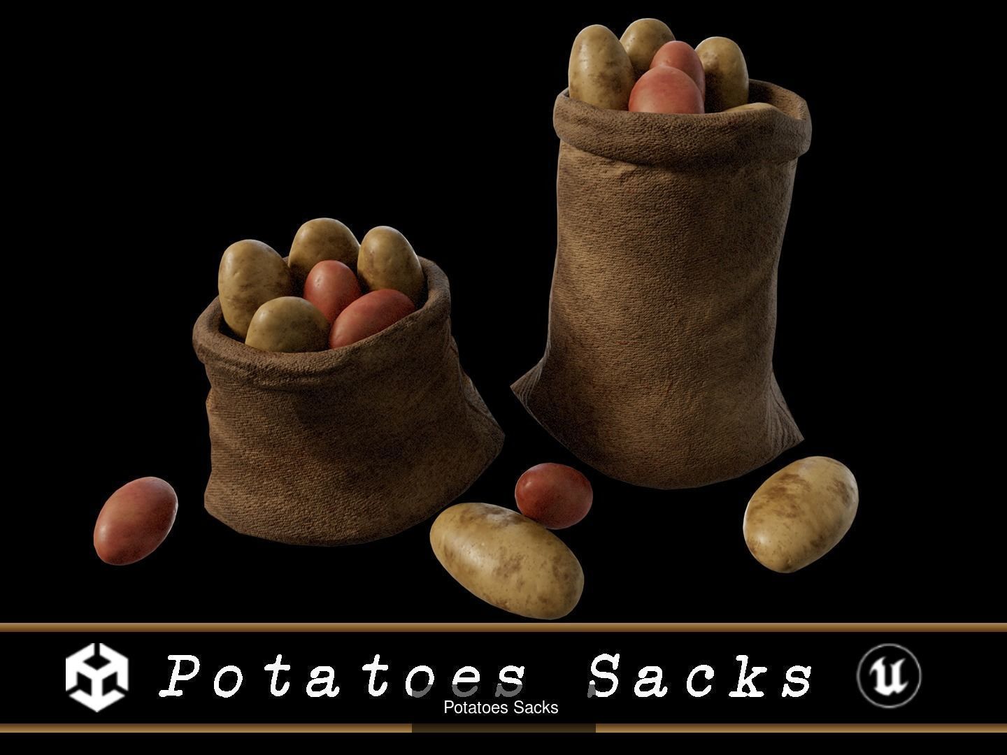 Medieval Vegetable Food Sacks 3D Model Collection_9