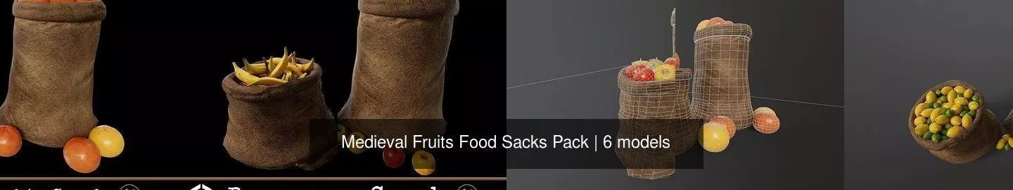 Medieval Fruits Food Sacks Pack 3D Model Collection_6