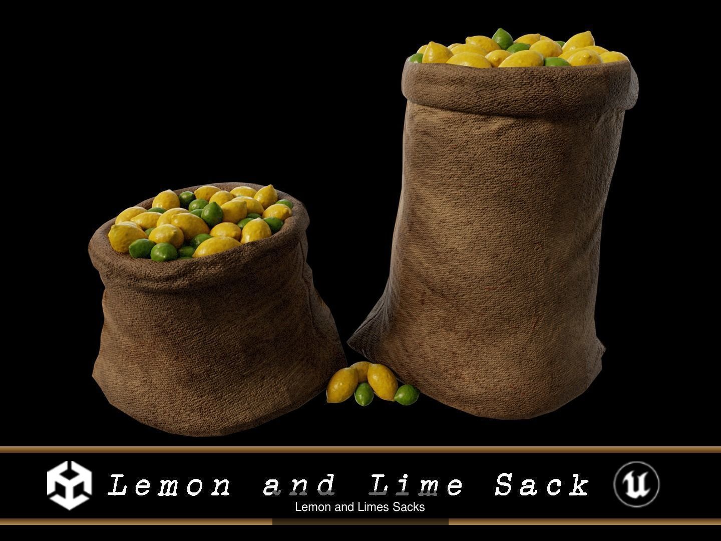 Medieval Fruits Food Sacks Pack 3D Model Collection_11