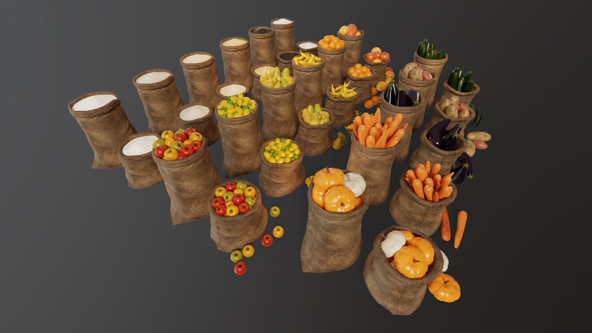 Medieval Food Sacks 3D Model Collection_34