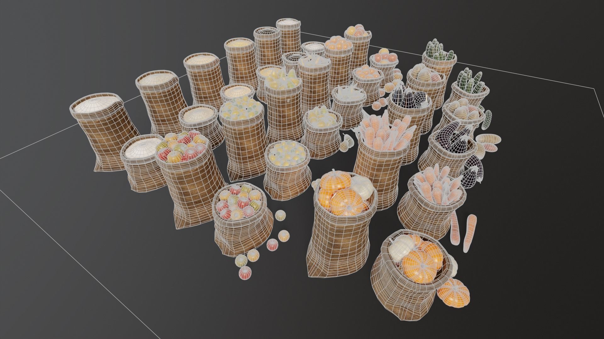 Medieval Food Sacks 3D Model Collection_35