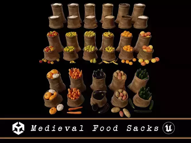 Medieval Food Sacks 3D Model Collection