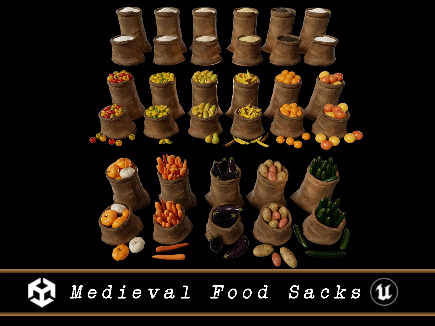 Medieval Food Sacks 3D Model Collection_0