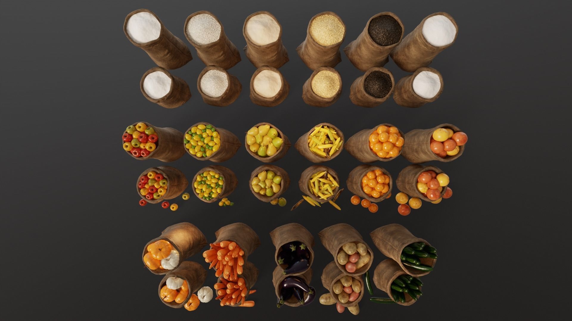 Medieval Food Sacks 3D Model Collection_36