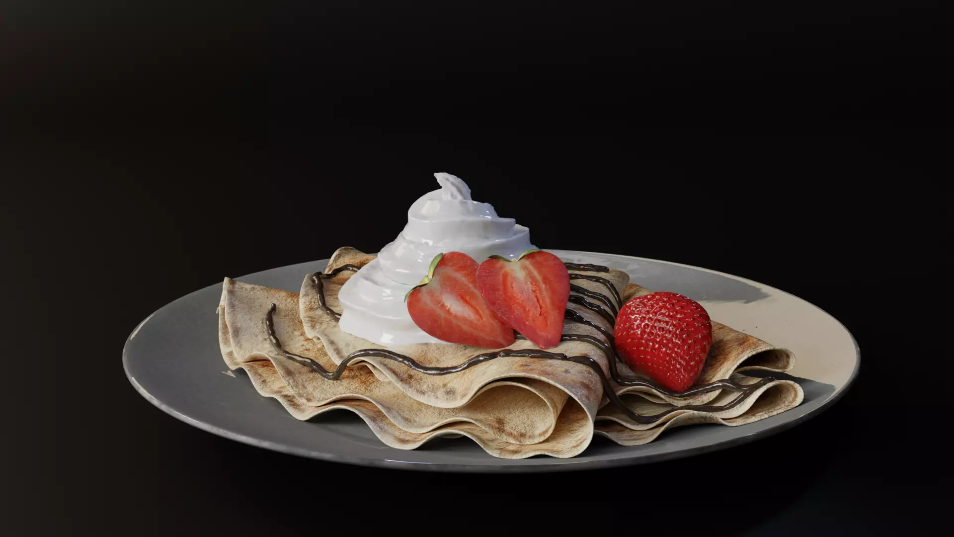 Chocolate and Strawberry Crepe 3D model