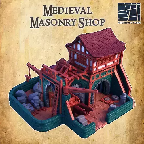 Medieval Masonry Shop Tabletop Terrain 28MM 3D print model 3D print model
