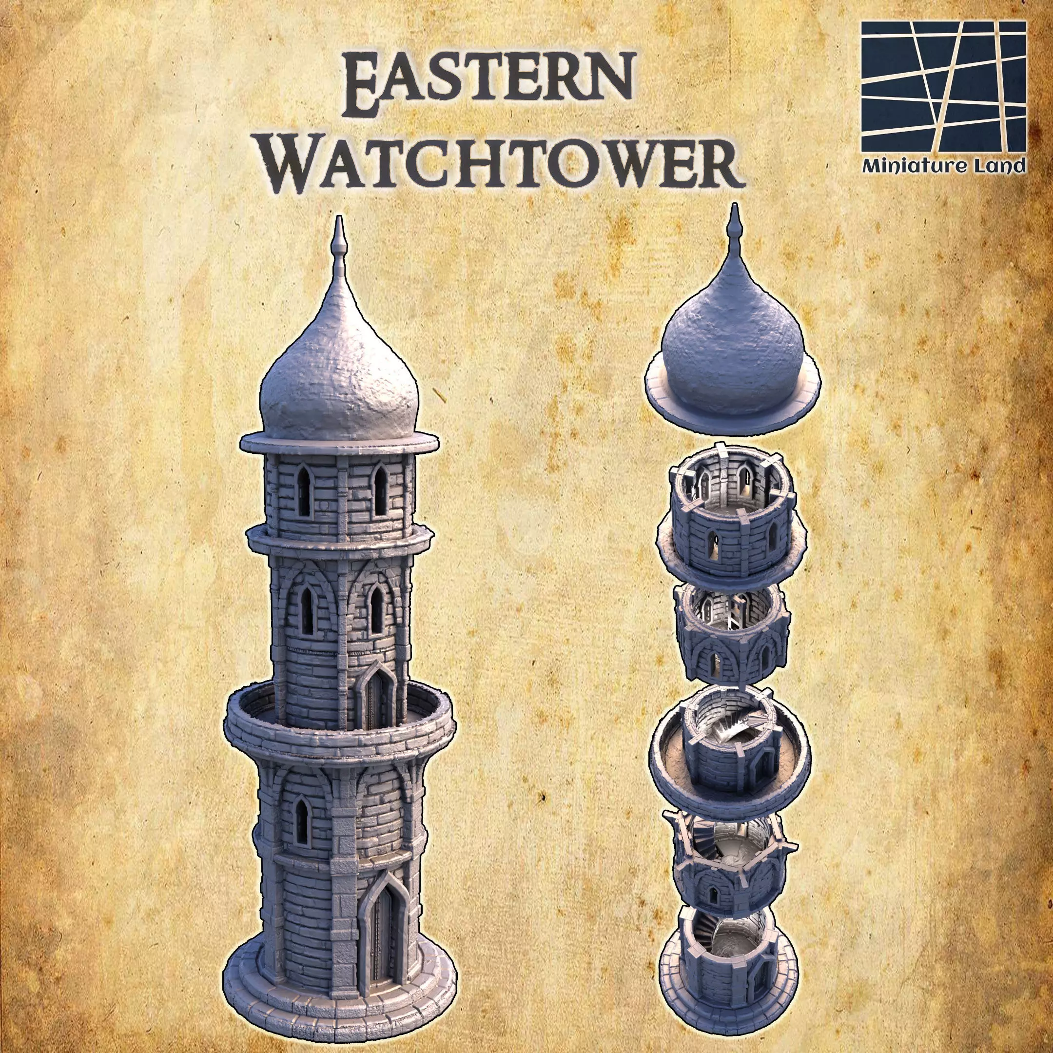 Eastern Watchtower Tabletop Terrain 28MM 3D print model 3D print model_0