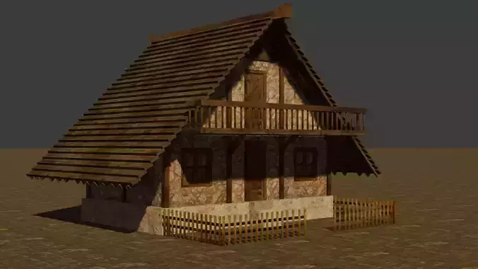 Medieval house six 19 Low-poly 3D model