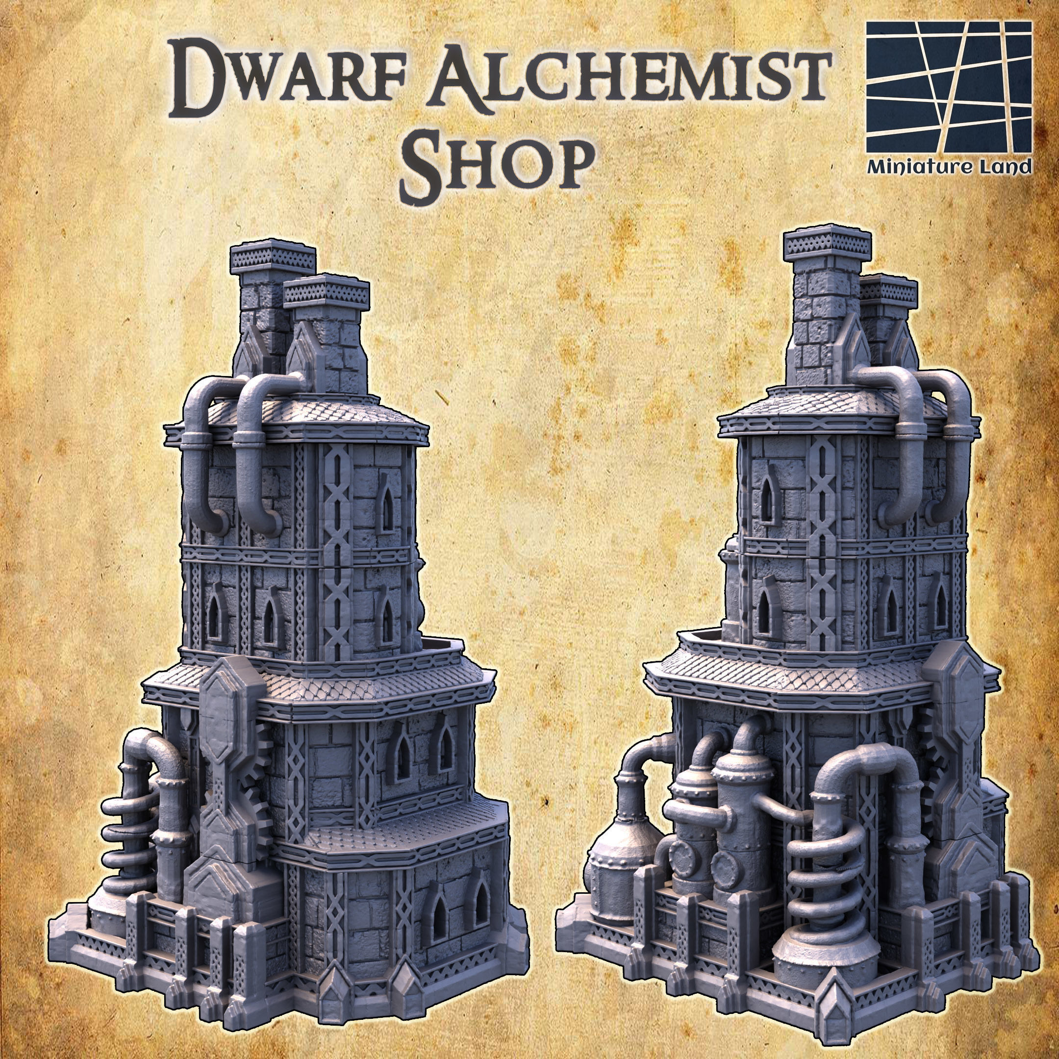 Dwarf Alchemist Shop Tabletop Terrain 28MM 3D print model 3D print model_2