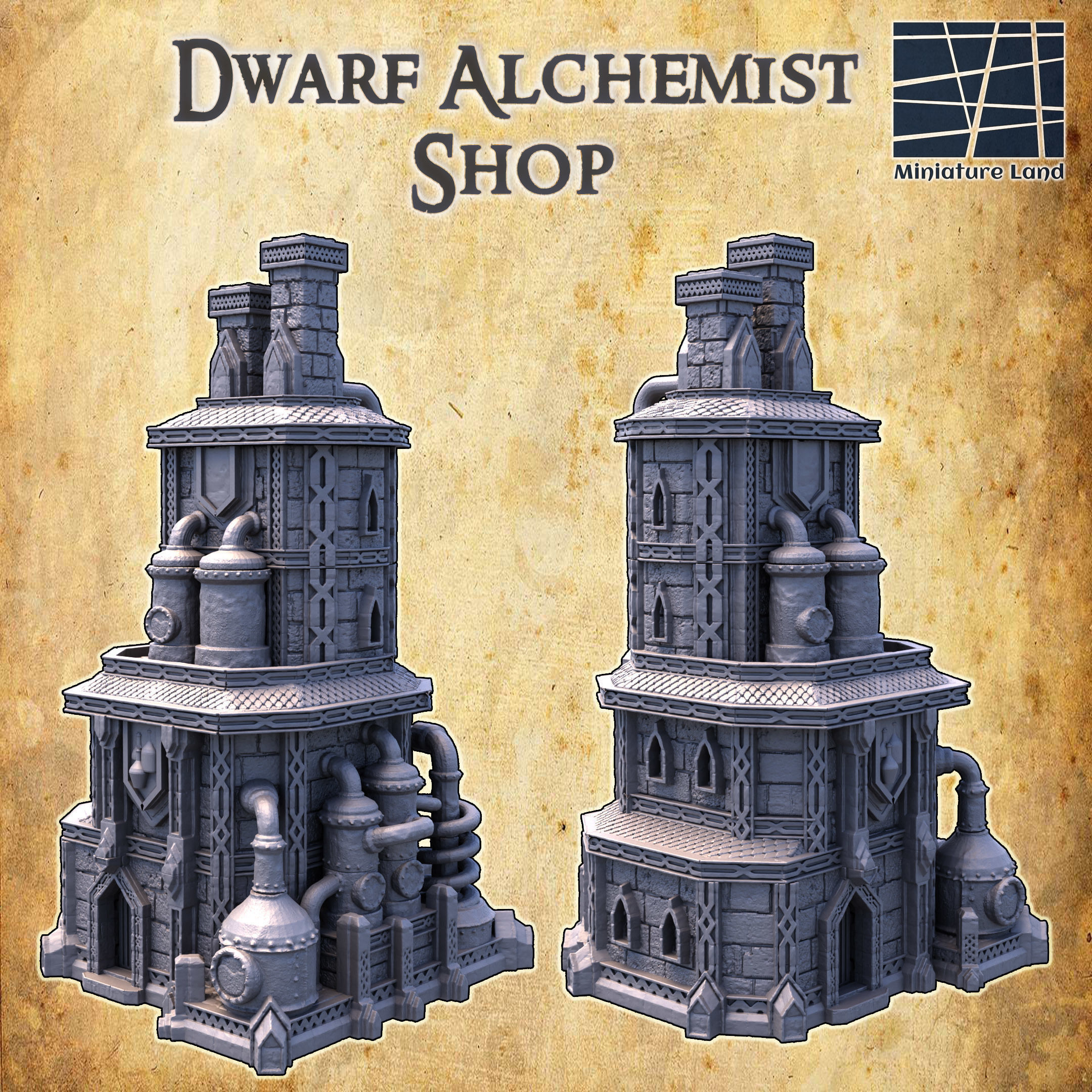 Dwarf Alchemist Shop Tabletop Terrain 28MM 3D print model 3D print model_1