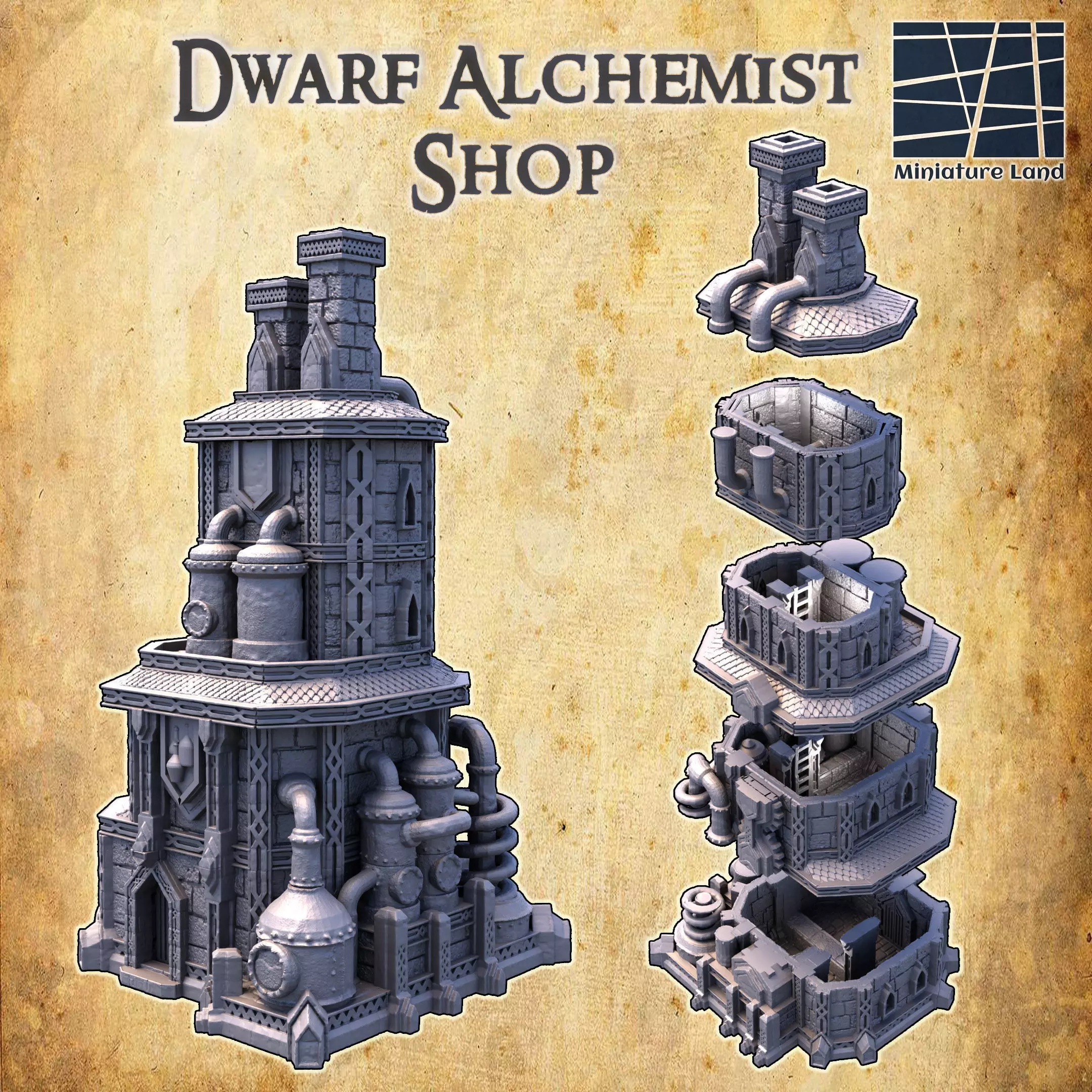 Dwarf Alchemist Shop Tabletop Terrain 28MM 3D print model 3D print model_0
