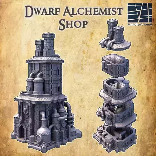 Dwarf Alchemist Shop Tabletop Terrain 28MM 3D print model
