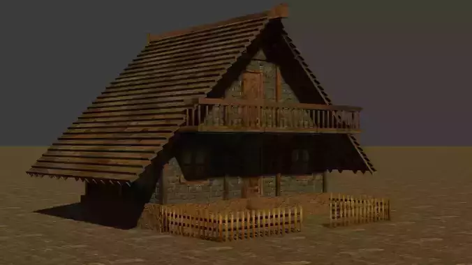 Medieval house six 16 Low-poly 3D model