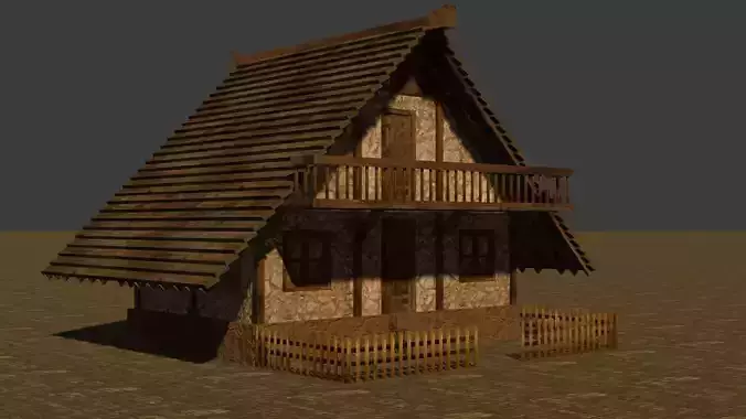Medieval house six 12 Low-poly 3D model