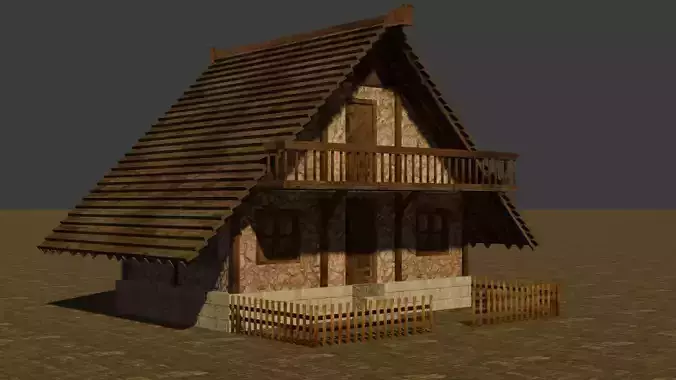 Medieval house six 11 Low-poly 3D model