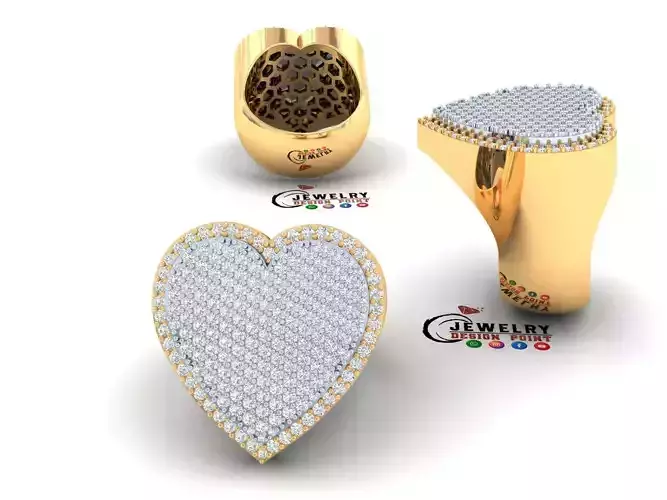 Custom Heart Champions Ring - Heart Diamond Men Ring 