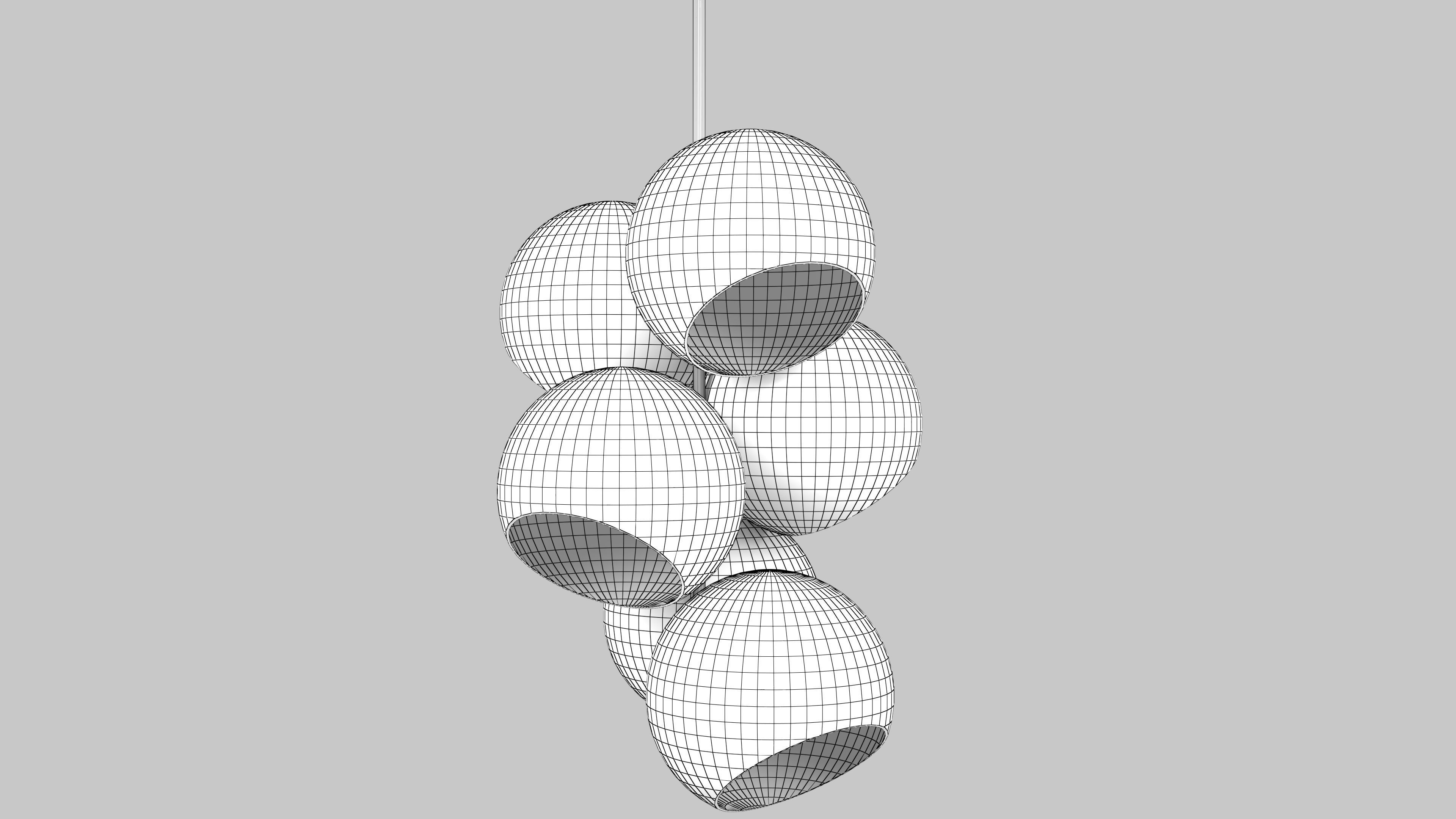 A Modern Cluster light hang lamp 3D model_5