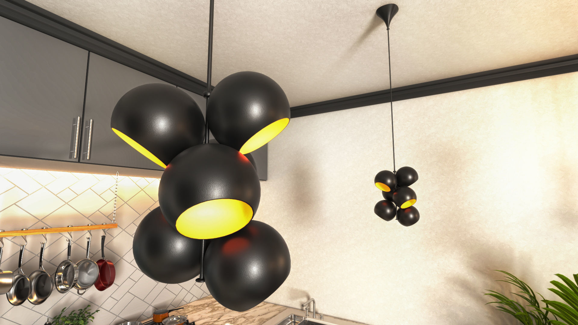 A Modern Cluster light hang lamp 3D model_4