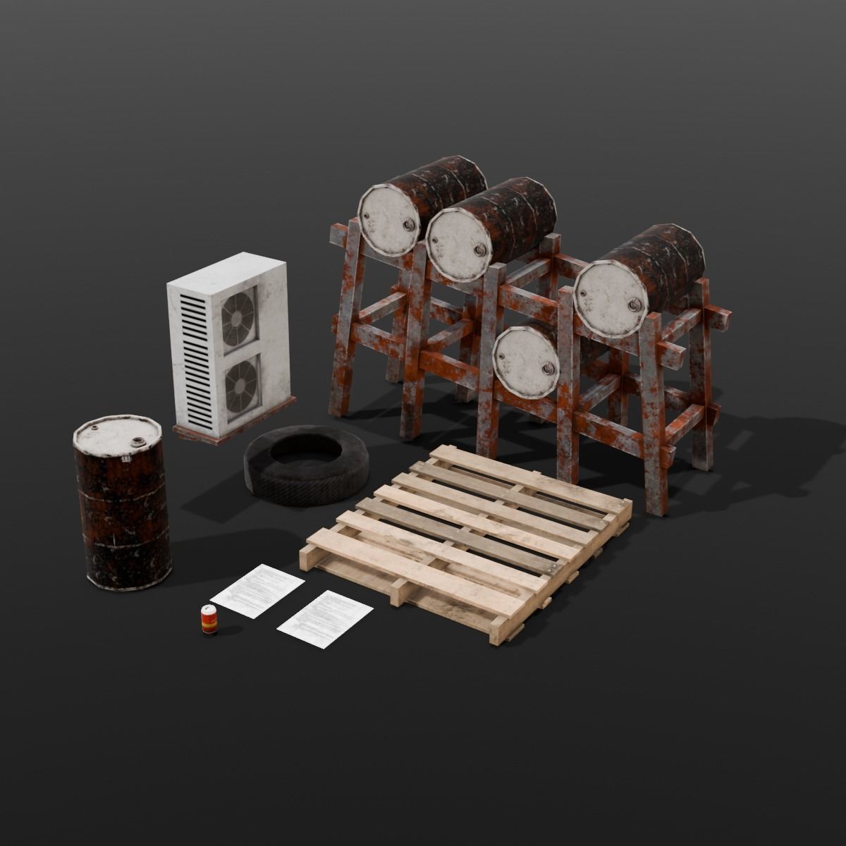 Industrial Props 3D Model  Low-poly 3D model_6