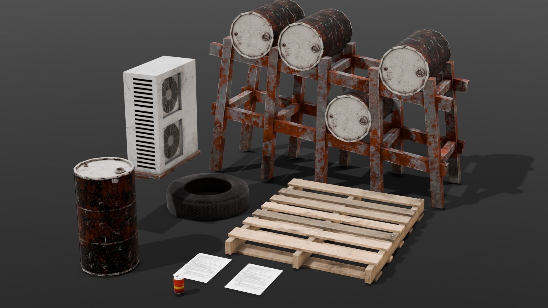 Industrial Props 3D Model  Low-poly 3D model_4