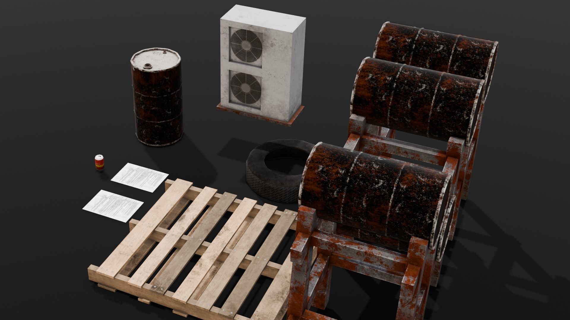 Industrial Props 3D Model  Low-poly 3D model_16