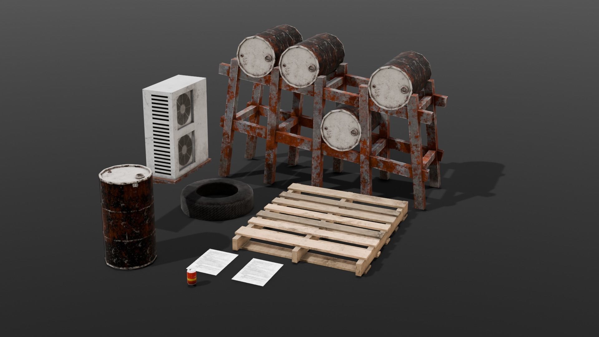 Industrial Props 3D Model  Low-poly 3D model_3
