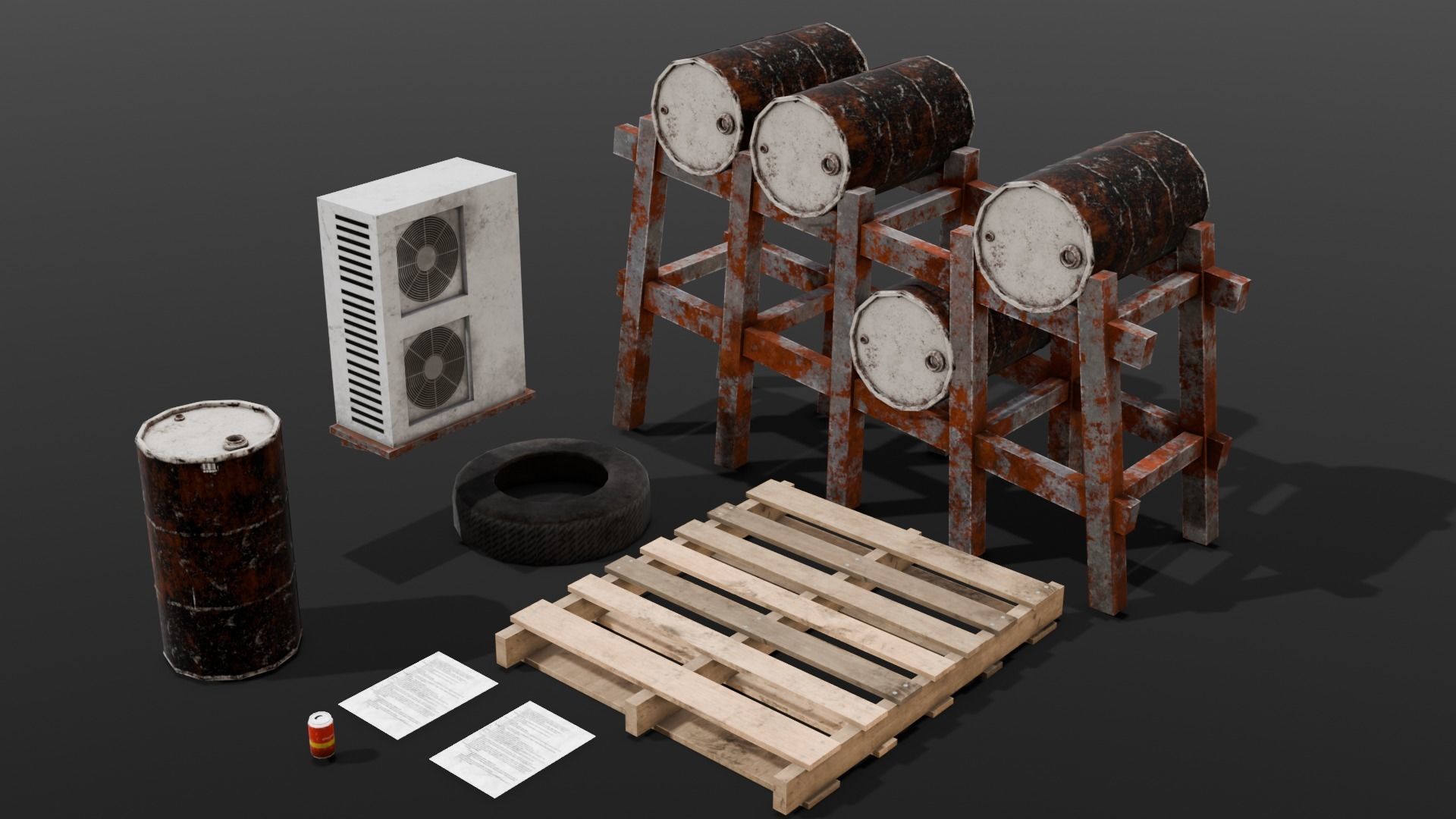 Industrial Props 3D Model  Low-poly 3D model_2