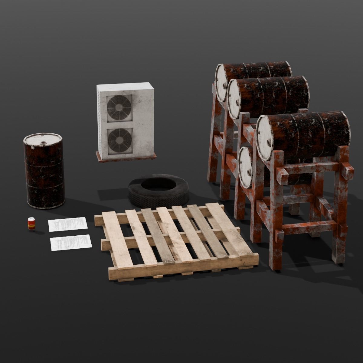 Industrial Props 3D Model  Low-poly 3D model_7