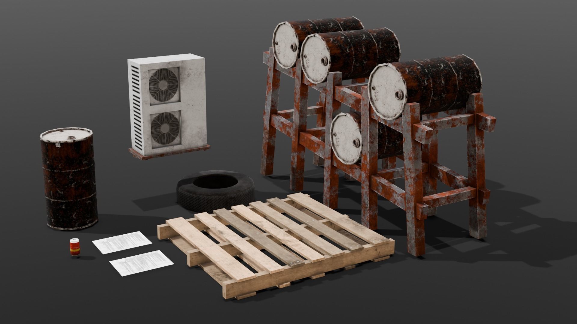 Industrial Props 3D Model  Low-poly 3D model_12