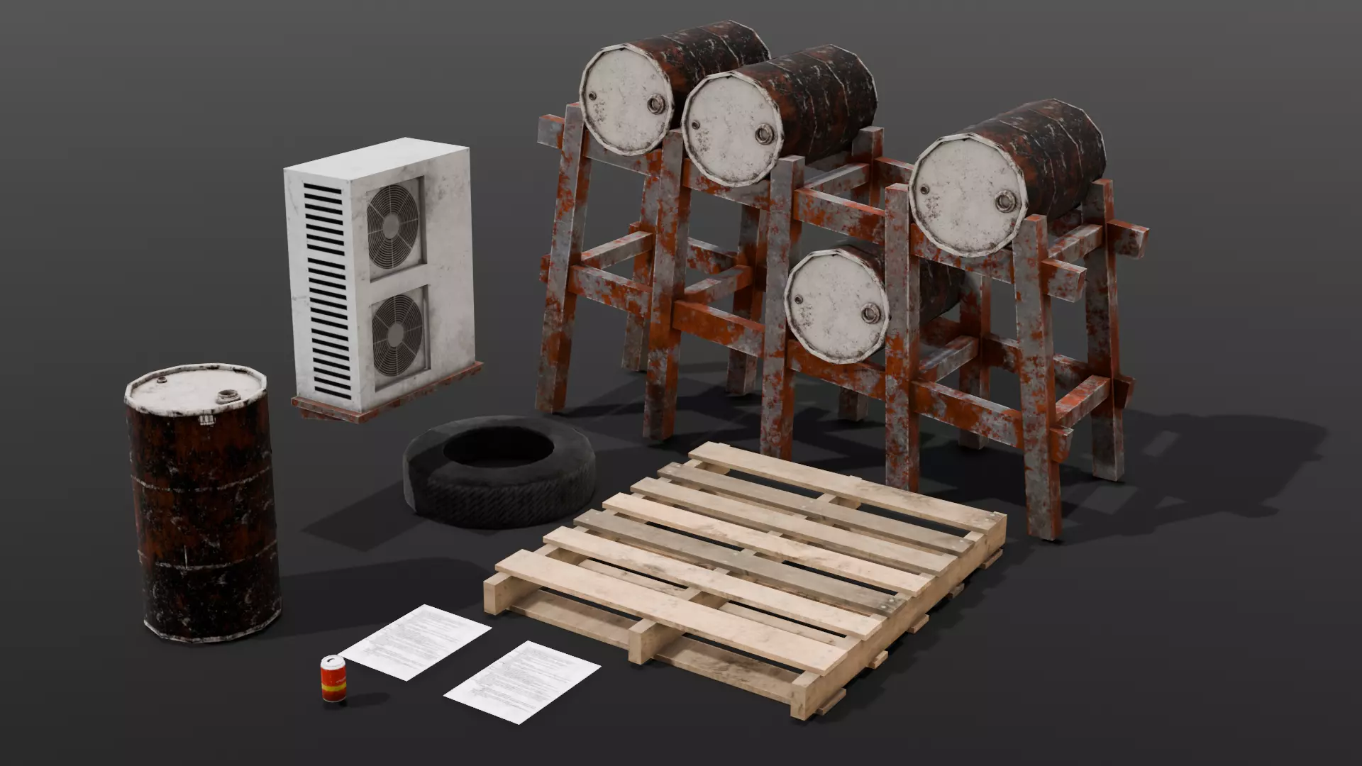 Industrial Props 3D Model  Low-poly 3D model_0