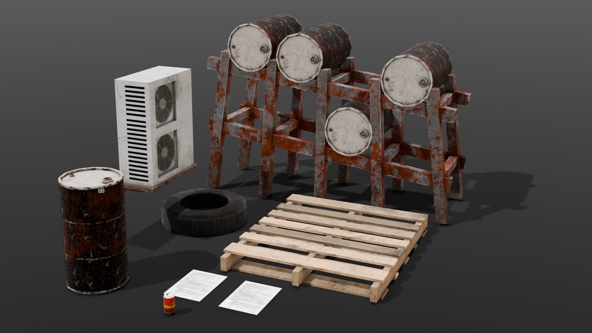 Industrial Props 3D Model  Low-poly 3D model_1
