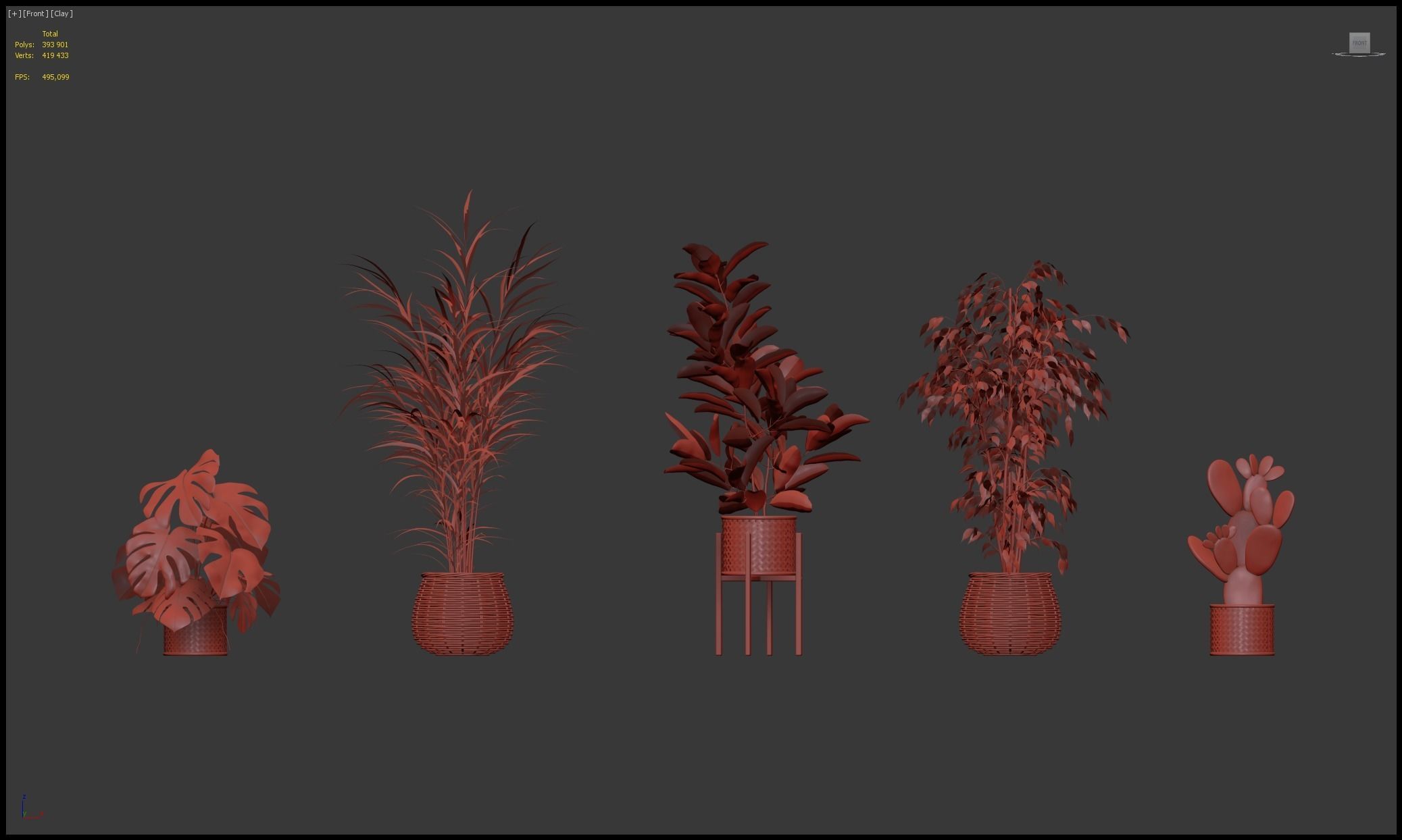 Plants collection 210 - monstera benjamina palm croton cactus 3D model_25
