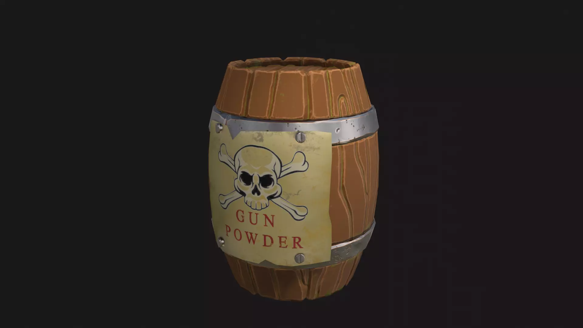 Gunpowder Barrel Low-poly 3D model_0